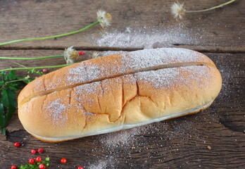 fresh tasty homemade bread on wooden
