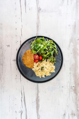 Cordon Bleu macaroni Pasta with salad