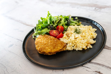 Cordon Bleu macaroni Pasta with salad