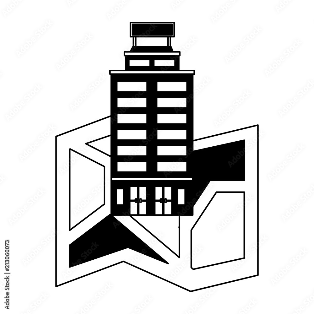 Poster hotel building on navigation map location