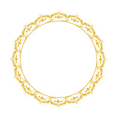 Decorative frame. Elegant vector element for design in Eastern style, place for text. Golden outline floral border. Lace illustration for invitations and greeting cards