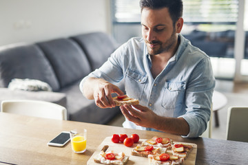 Man having breakfast
