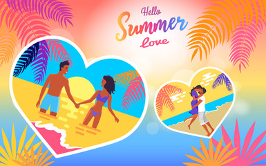 Hello Summer Love Poster of Coast and People