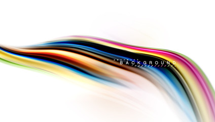 Fluid liquid mixing colors concept on light grey background, wave and swirl curve flow line, trendy abstract layout template for business presentation, app wallpaper banner, poster or wallpaper