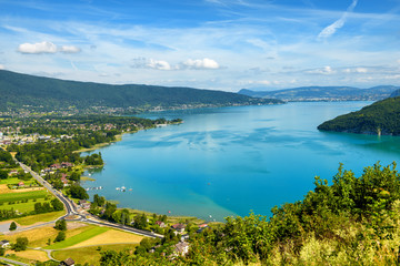 view of Annecy lake in french Alps