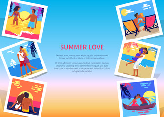 Summer Love Poster with Couples on Vacation Photos
