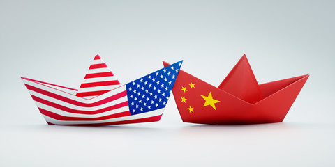 Papierschiffchen USA China Kollision