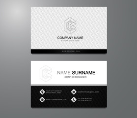 Business card modern and luxury design vector. Minimal and clean name card.Realistic detailed with inspiration from the abstract. Contact card for company. Two sided black and white on texture.