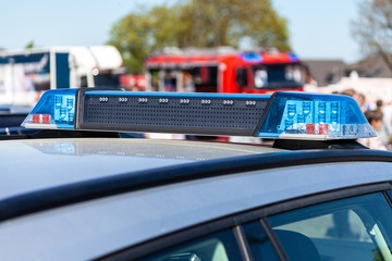 Blue light bar on a german police car