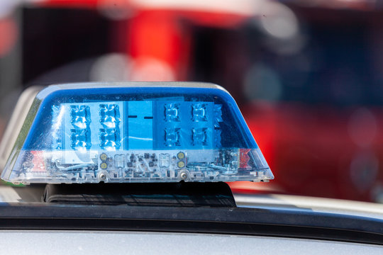 Blue light bar on a german police car