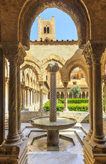 Fountain in garden of Benedictine Cloister at Monreale, Sicily