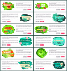 Web Posters Tropical Flowers on Palm Trees Advert