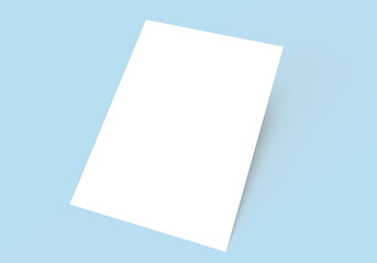 Blank A4 paper template on blue of background.