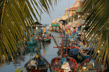 Fototapeta na wymiar Fishing Boats at Hua Hin - Thailand 