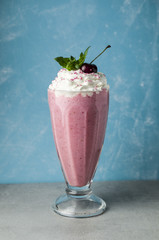 Cherry shake with whipped cream