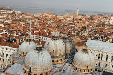 Fototapeta na wymiar Skyline of Venice from Campanile in San Marco square. Italy.