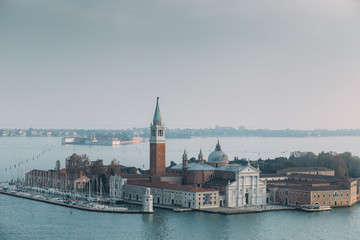 Fototapeta na wymiar Skyline of Venice from Campanile in San Marco square. Italy.