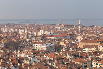 Skyline of Venice from Campanile in San Marco square. Italy.