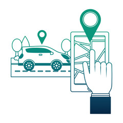 hand gps location on smartphone car app