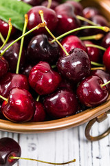 Cherries Background. Sweet Black and Red Cherries. Selective focus.