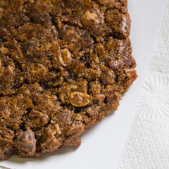 Fresh brown chocolate chip cookies from top view