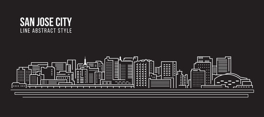 Cityscape Building Line art Vector Illustration design - san jose city