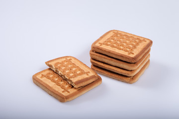 Several cookies isolated on white background