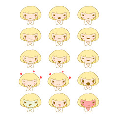 Set of smiley girls portraits. 
