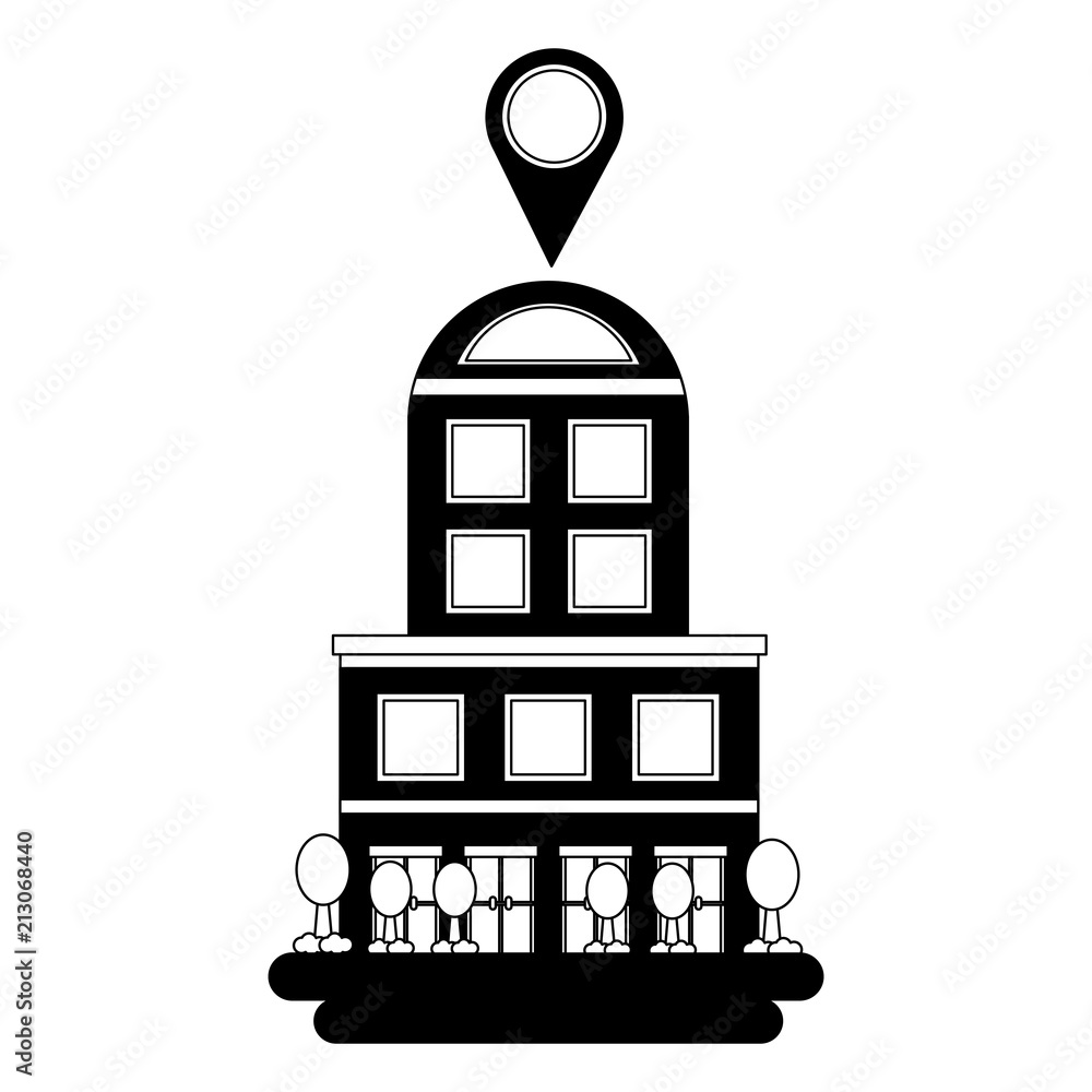 Poster hotel building gps navigation pointer location
