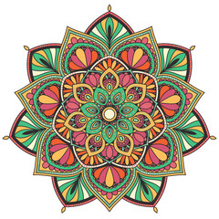 Vector round circle decorative element. Mandala style, flower inspired.	