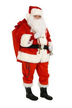 Santa Claus carry sack full of presents on his back
