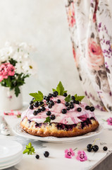 Blackberry Cake with Marshmallow Topping