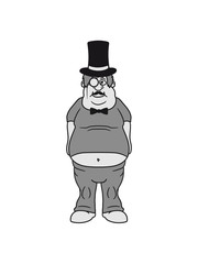 reich zylinder monokel sir herr schnurrbart mann fett dick clipart comic cartoon lustig training abnehmen ungesund diät essen hunger lecker fressen heißhunger rund groß