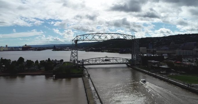 Lifting Bridge - Aerial in 4K - Duluth, Minnesota