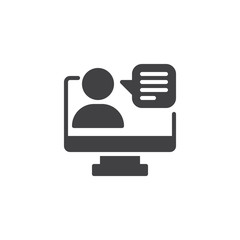 Video conference vector icon. filled flat sign for mobile concept and web design. monitor user simple solid icon. Symbol, logo illustration. Pixel perfect vector graphics