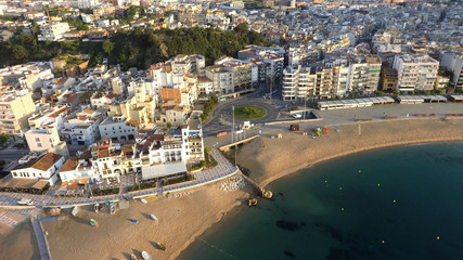 Fototapeta na wymiar Aerial view of Mediterranean town, Blanes, Costa Brava, Spain