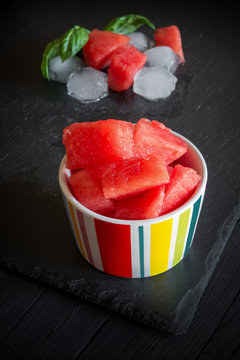 red watermelon diced