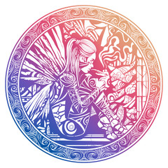 Angel smokes a pipe on the window