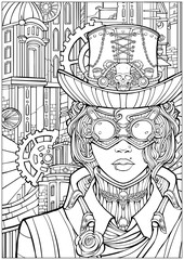 Girl in a steampunk style suit