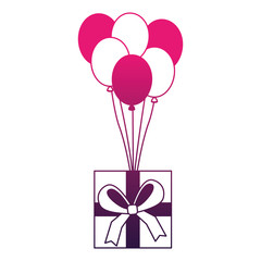 Fototapeta premium gift box present with balloons helium isolated icon