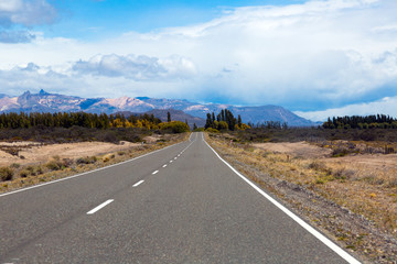 General view of the Andes near Los Antiguos in Santa Cruz province in Argentina