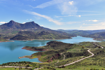 Naklejka na ściany i meble View of the lake (embalse de Zahara), Zahara de la Sierra, Cadiz, Spain