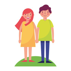 couple holding hands in the meadow