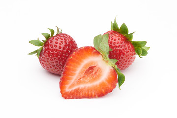 Fragrant, ripe strawberry on a white background