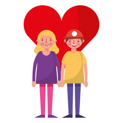 happy couple together in heart love