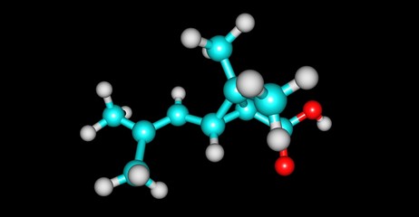 Chrysanthemic acid molecular structure isolated on black