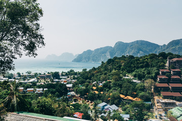 View from the highest point of Ko Phi-Phi island in Thailand