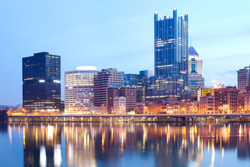 Monongahela River and downtown skyline, Pittsburgh, Pennsylvania, USA