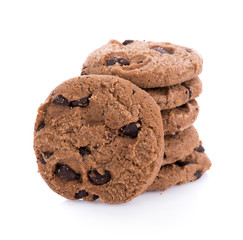Coffee Chocolate Chip Cookie isolated on white background
