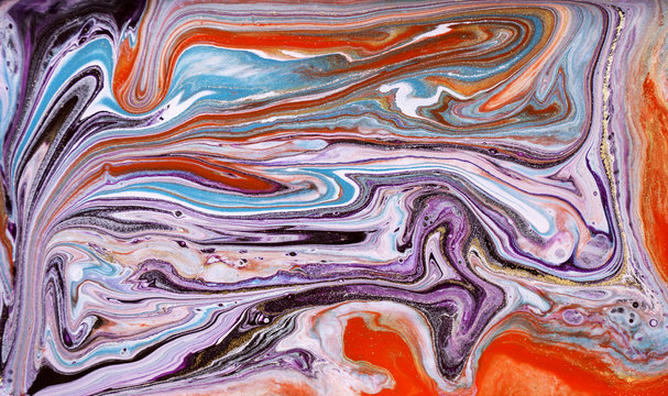 Marble abstract acrylic background. Marbling artwork texture. Agate ripple pattern. Gold powder.